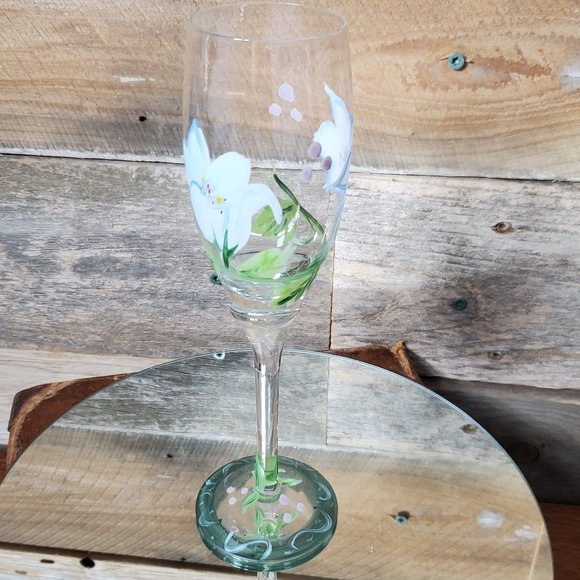 Handpainted Tulip Champagne Glass #3 - Picture 7 of 11